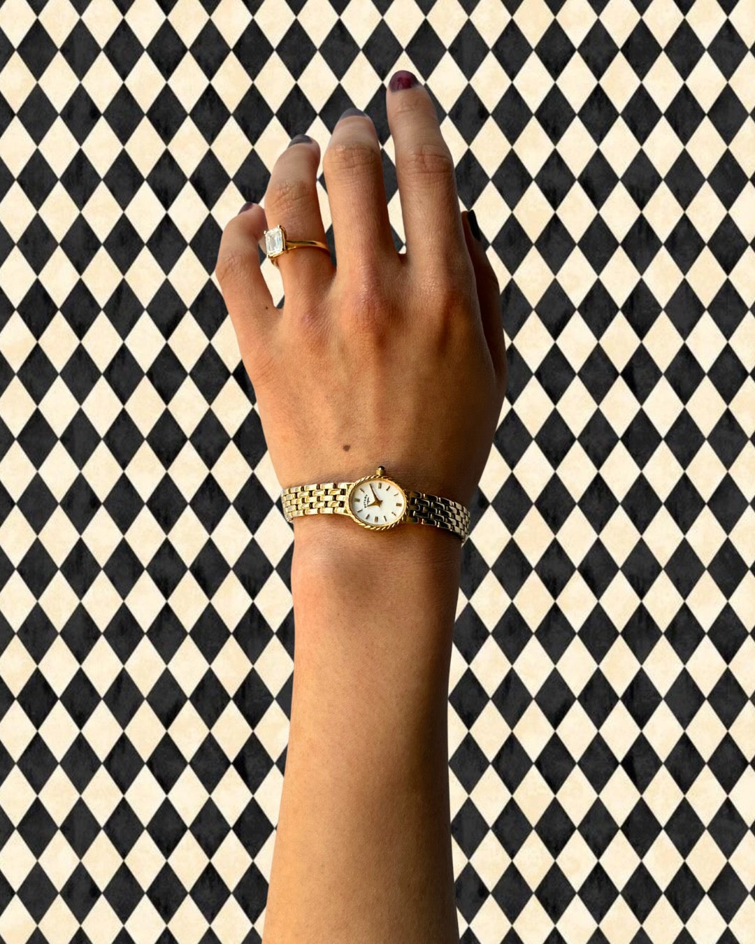 1980s Rotary oval gold plated quartz watch