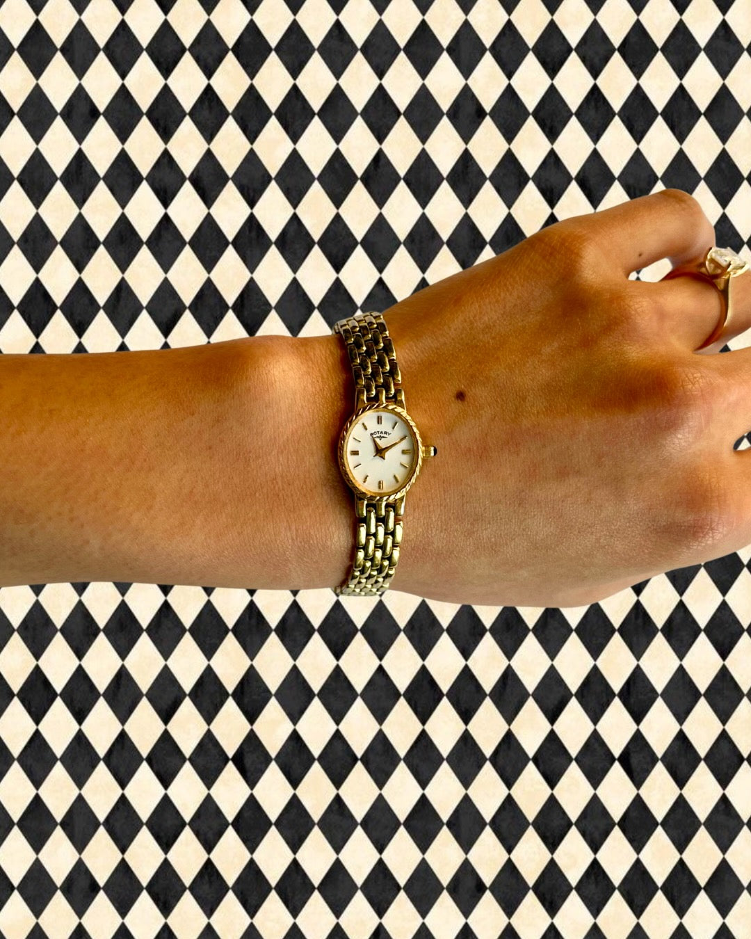 1980s Rotary oval gold plated quartz watch