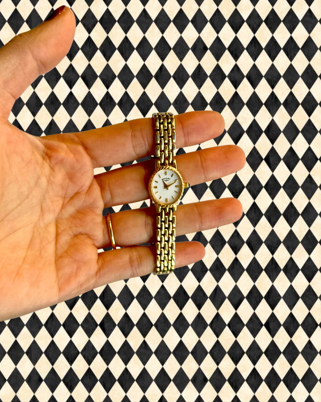 1980s Rotary oval gold plated quartz watch