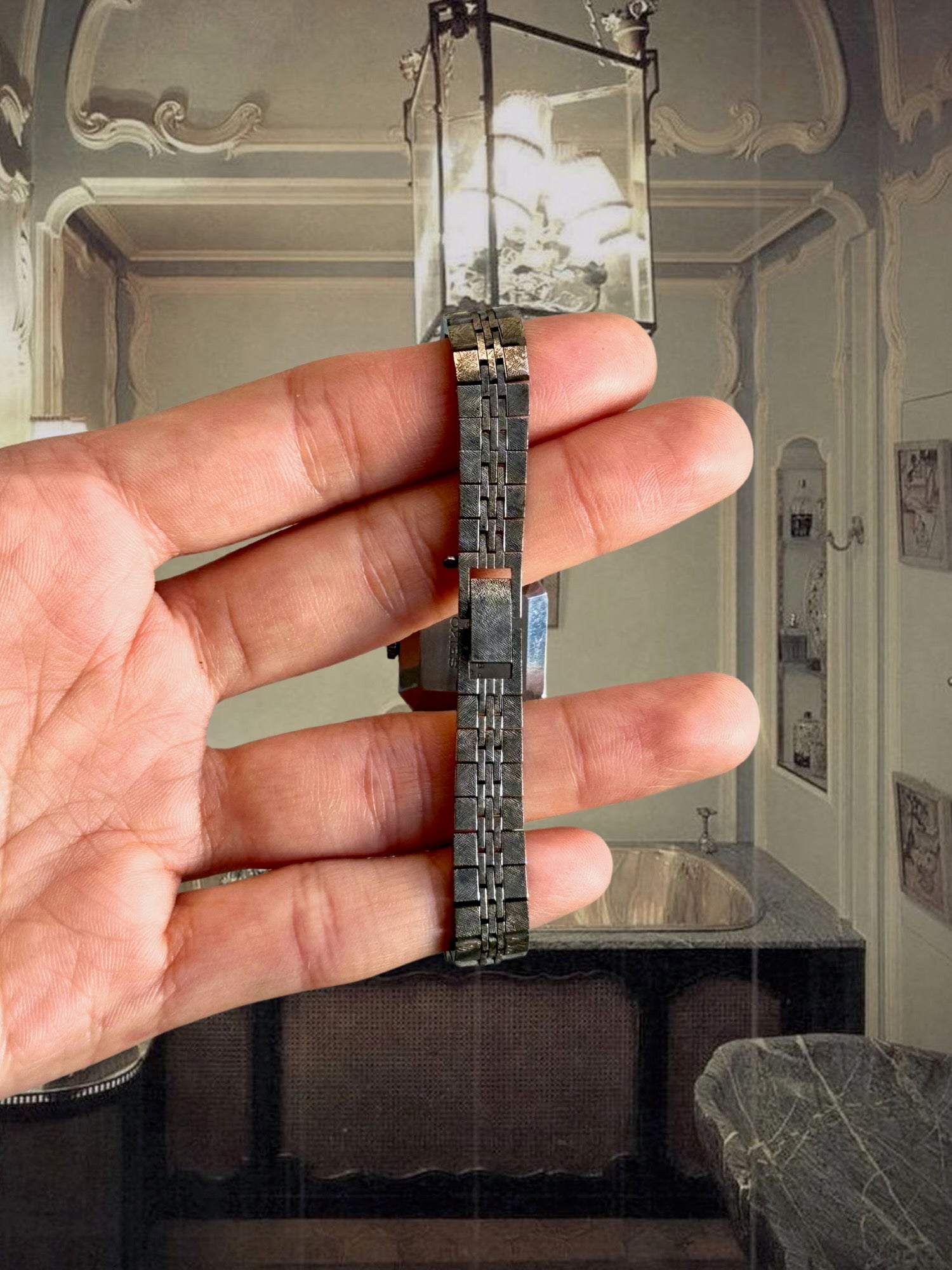 1970s Seiko blue dial silver-plated mechanical watch