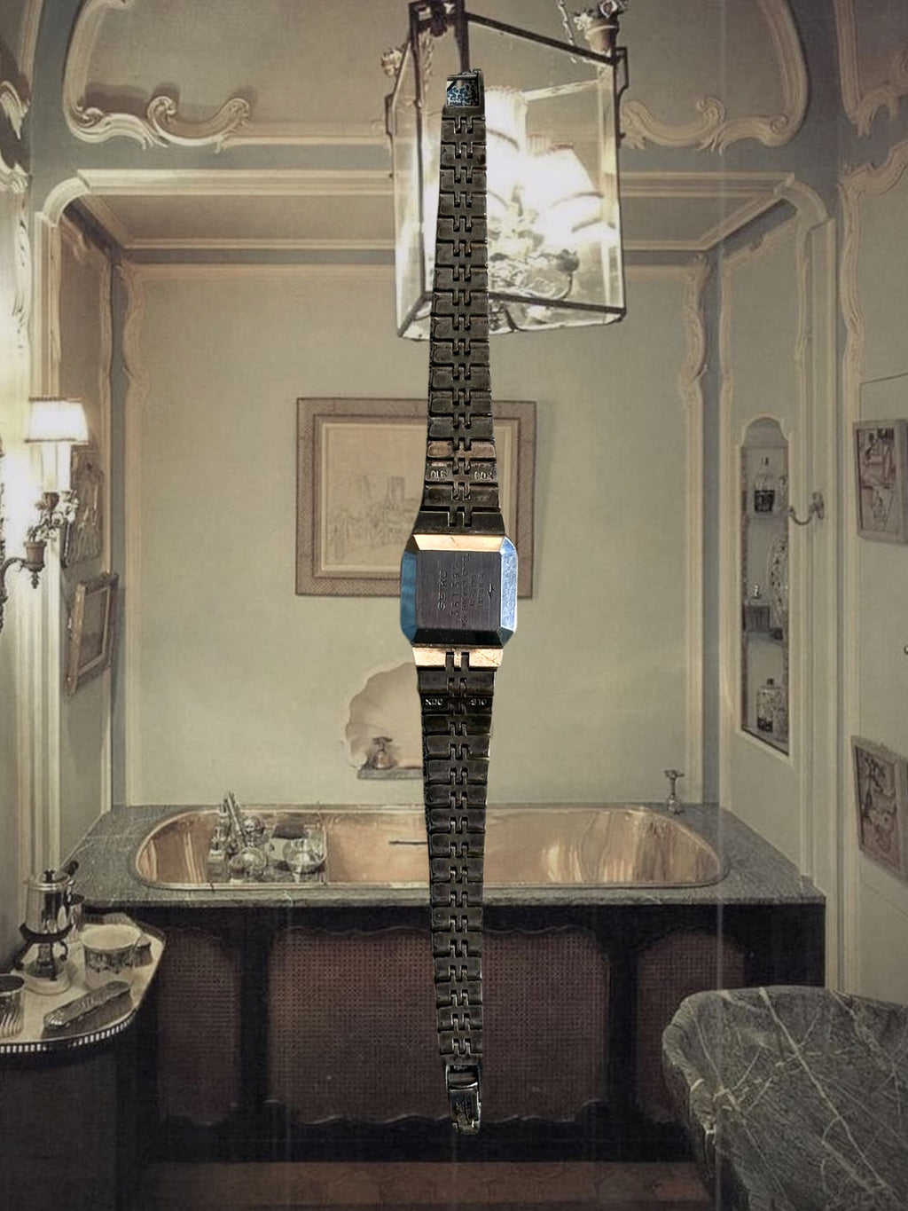 1970s Seiko blue dial silver-plated mechanical watch