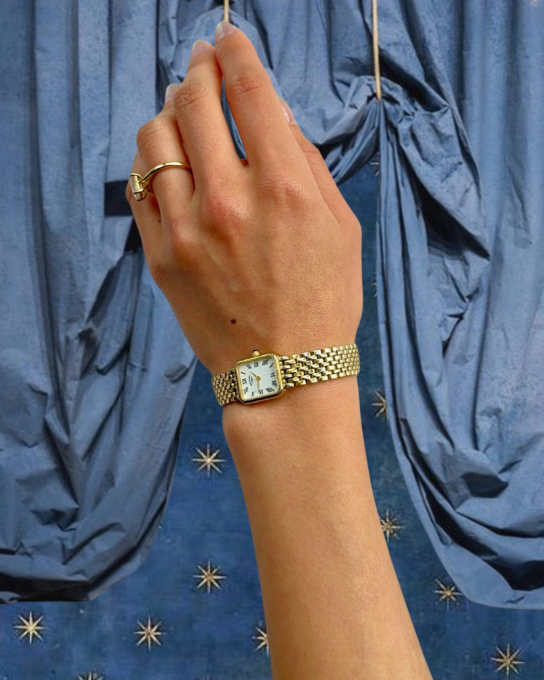 1980s Rotary square gold-plated quartz watch