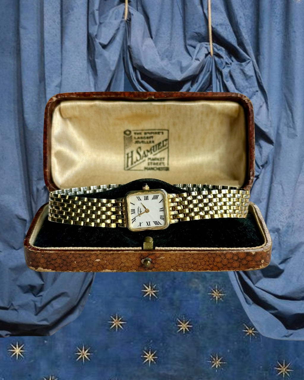 1980s Rotary square gold-plated quartz watch