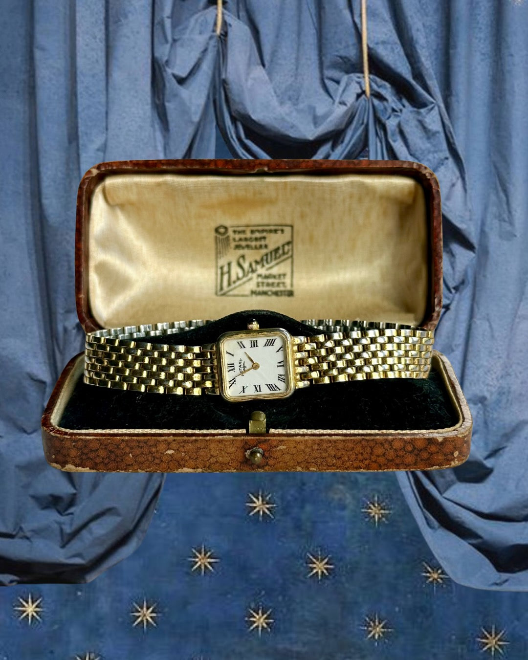 1980s Rotary square gold-plated quartz watch