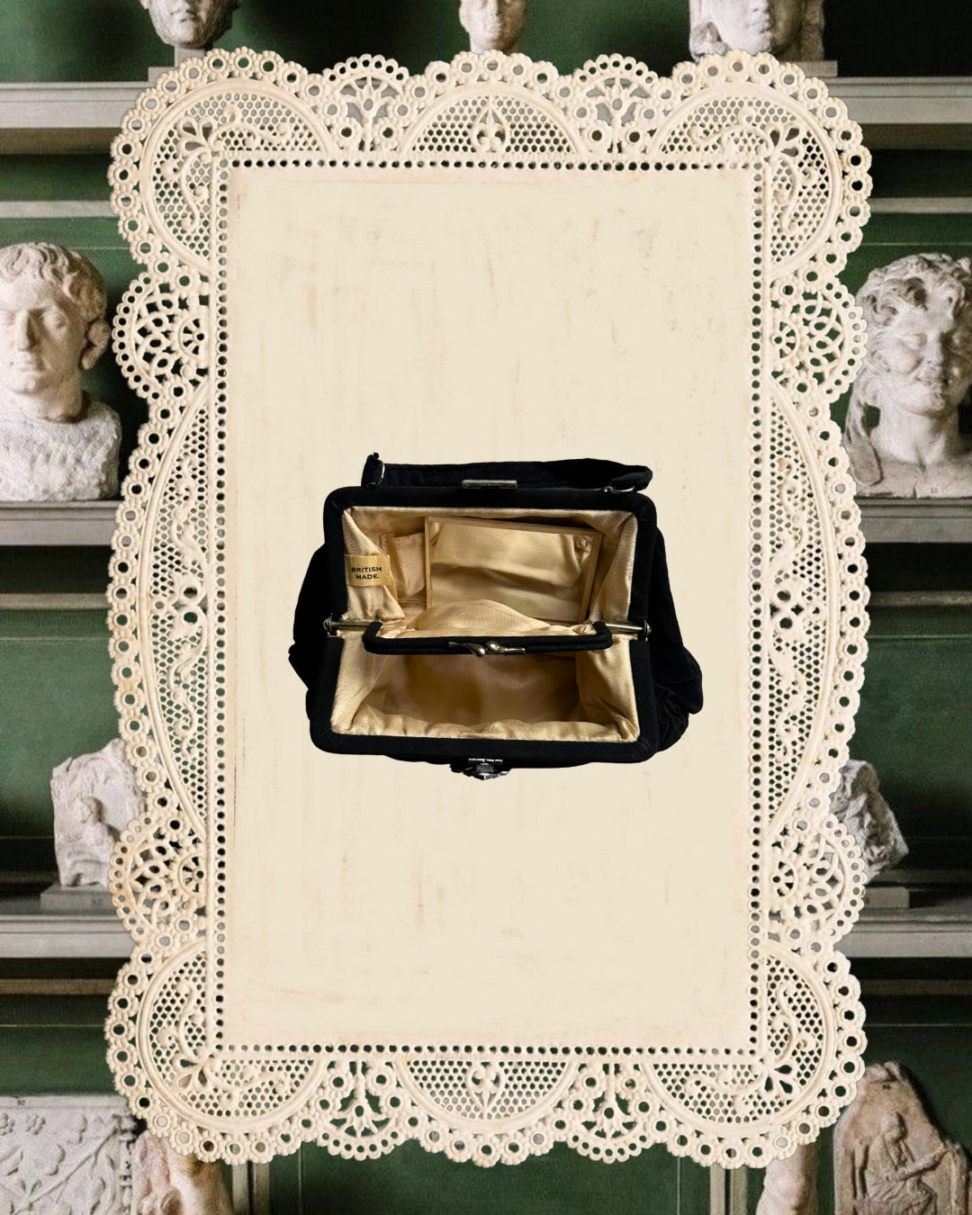 1940s Rhinestone-Embellished Black Evening Bag