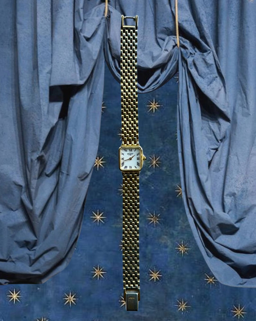1980s Rotary square gold-plated quartz watch