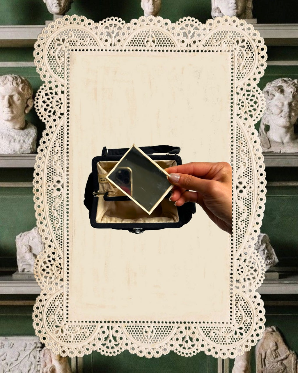 1940s Rhinestone-Embellished Black Evening Bag