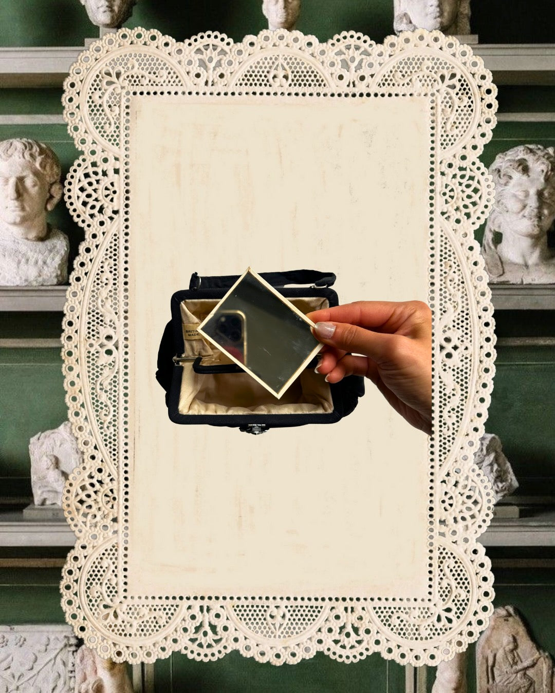 1940s Rhinestone-Embellished Black Evening Bag