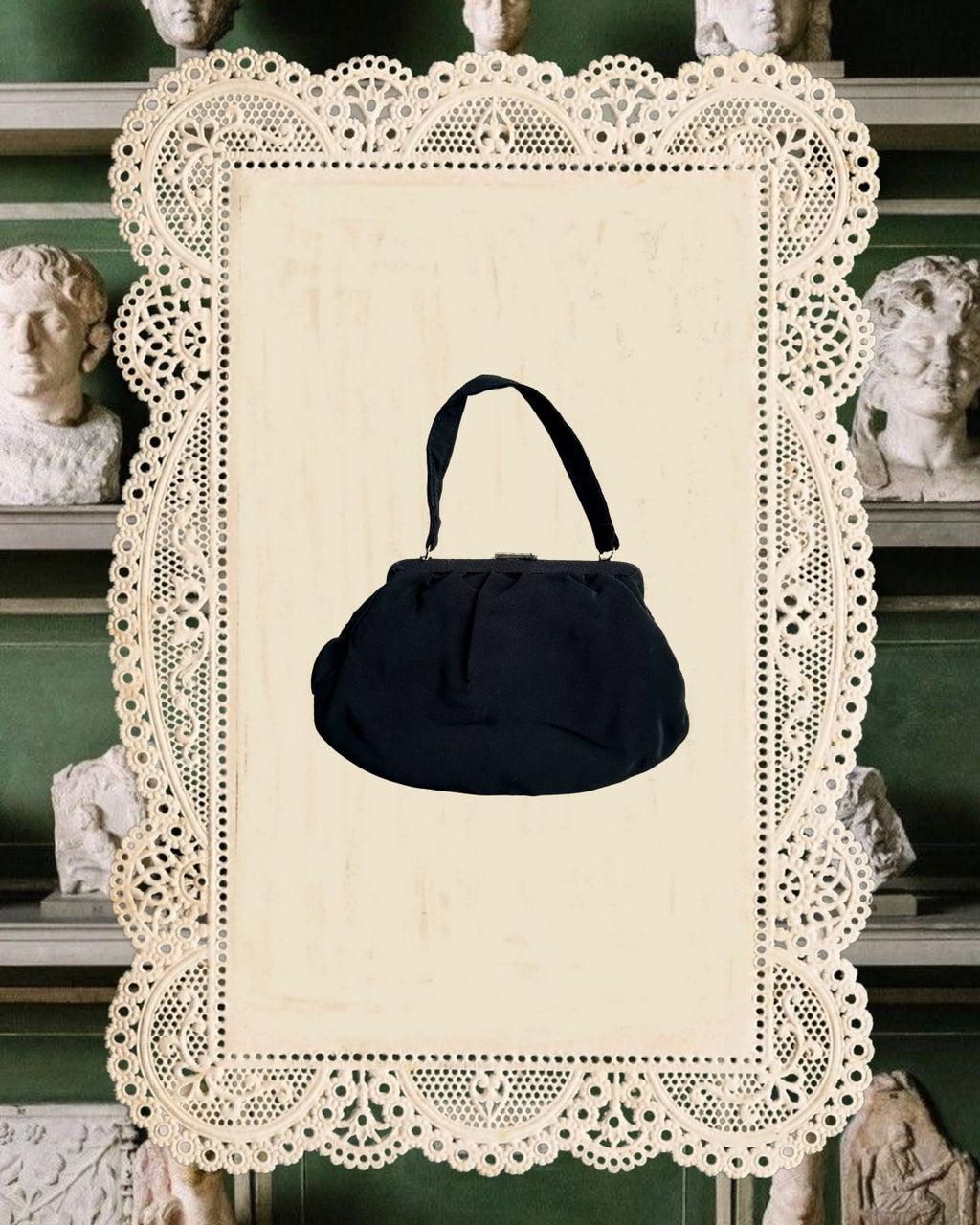 1940s Rhinestone-Embellished Black Evening Bag