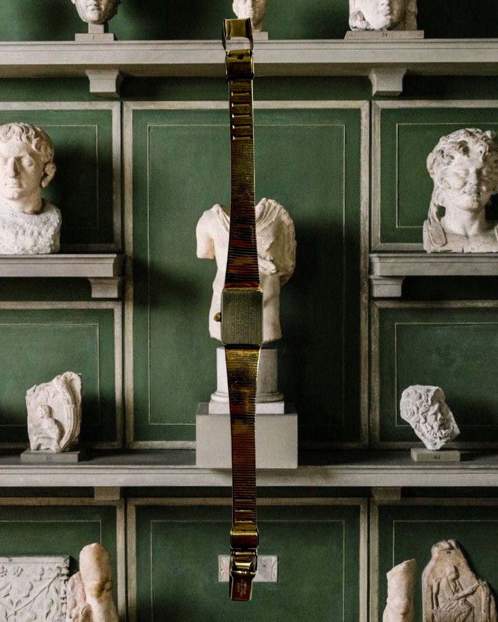 1980s Citizen Patterned Gold-Plated Quartz Watch