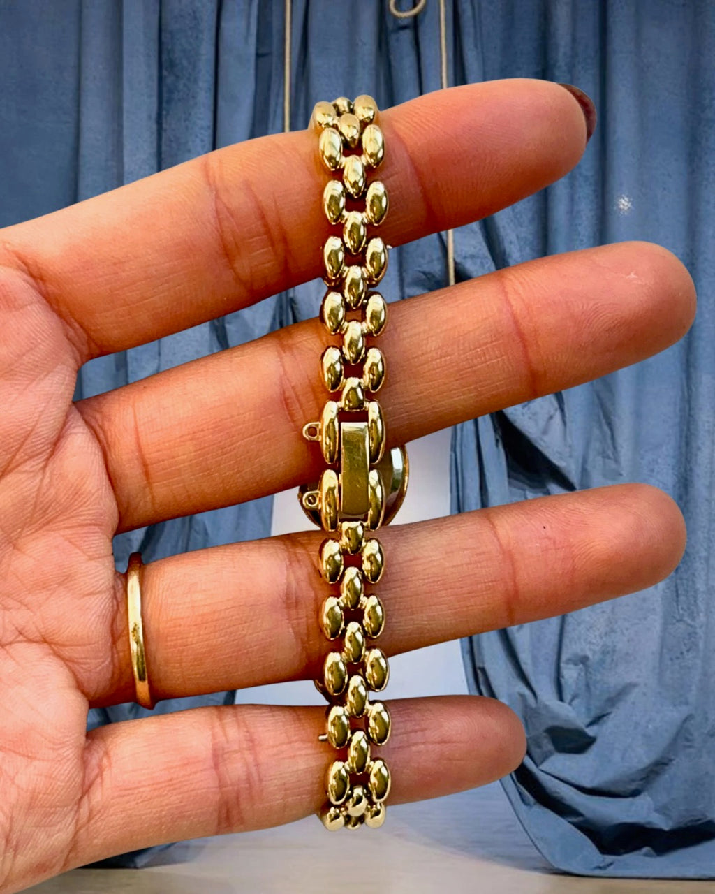 1980s Seiko Ruby Oval Gold-Plated Quartz Watch