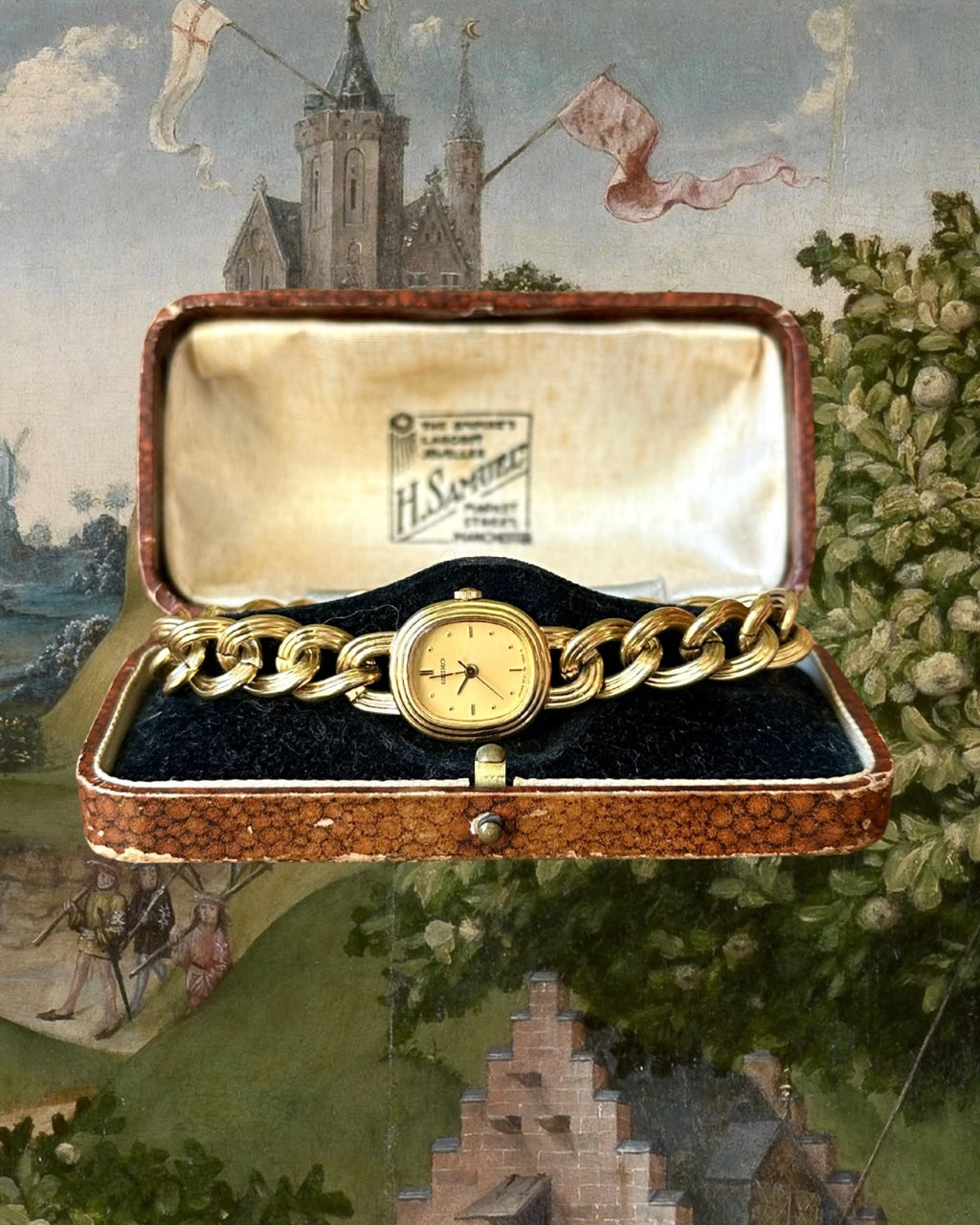 1980s Seiko Gold-Plated Triple Chain Quartz Watch