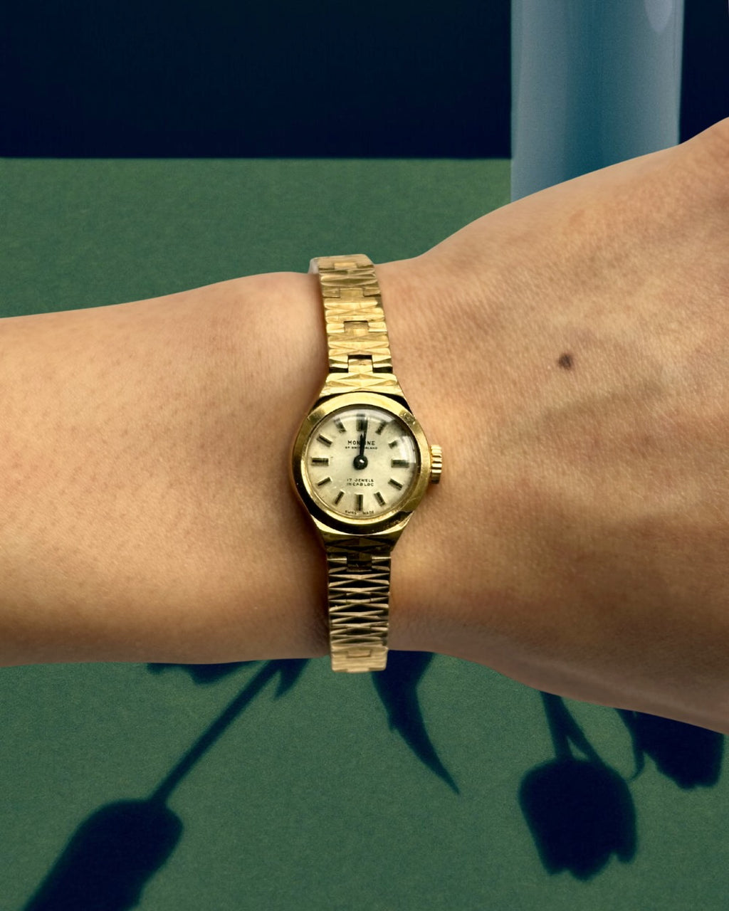 1970s Montine Textured Gold-Plated Mechanical Watch