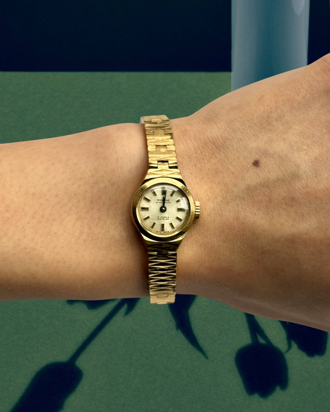 1970s Montine Textured Gold-Plated Mechanical Watch
