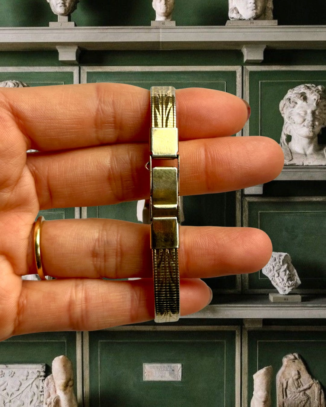 1980s Citizen Patterned Gold-Plated Quartz Watch