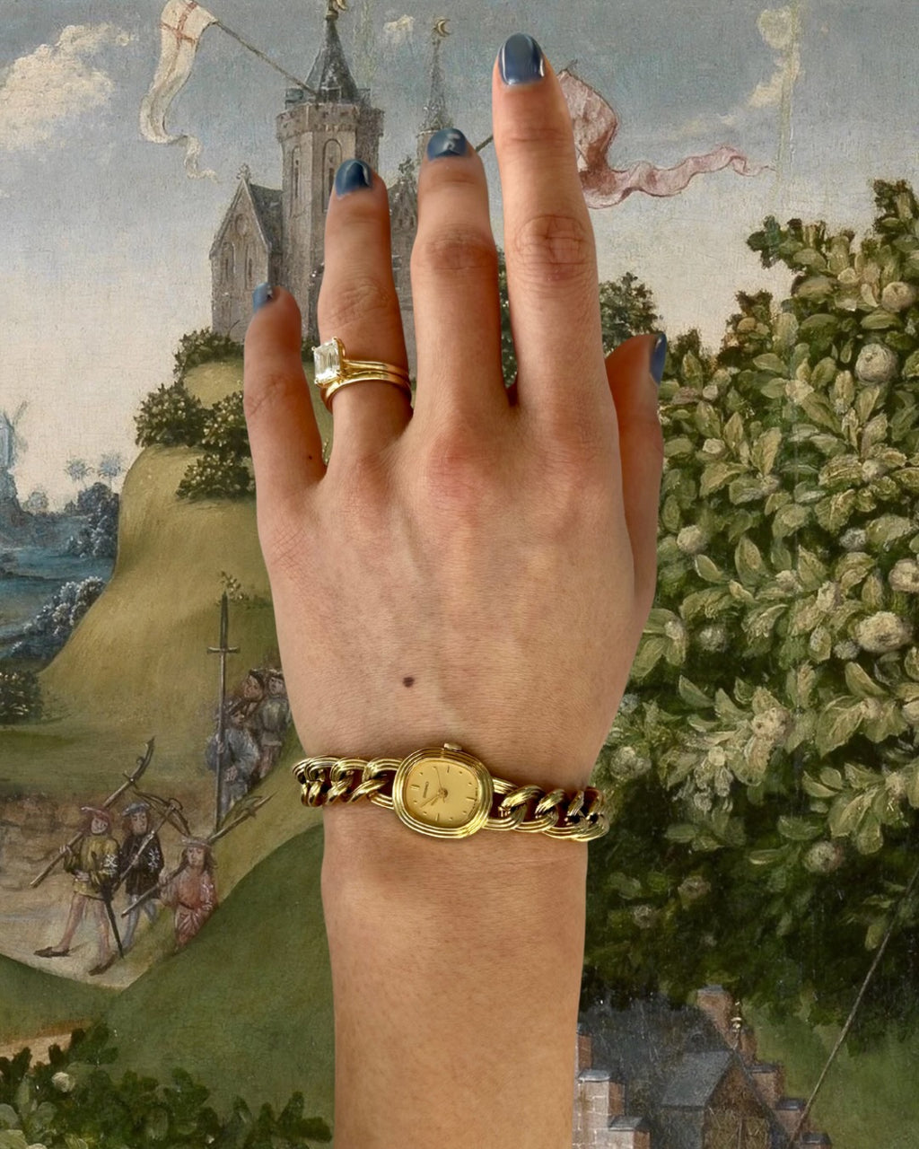 1980s Seiko Gold-Plated Triple Chain Quartz Watch