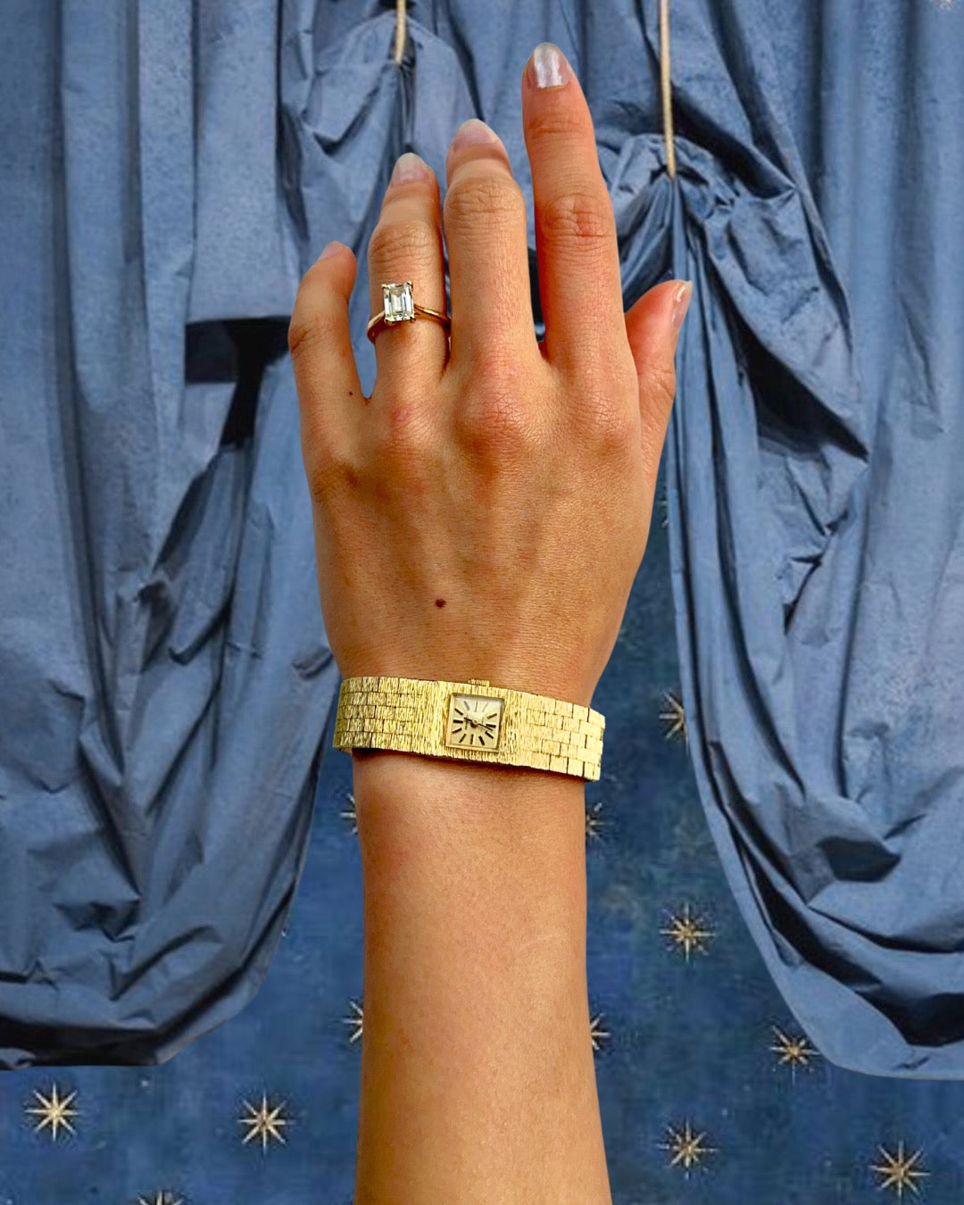 1970s Regency square gold-plated mechanical watch