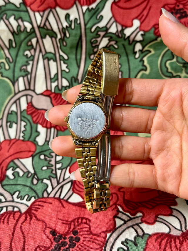 1980s Citizen polished gold tone quartz watch