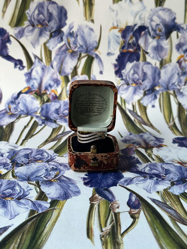 1980s diamante waves gold-plated ring