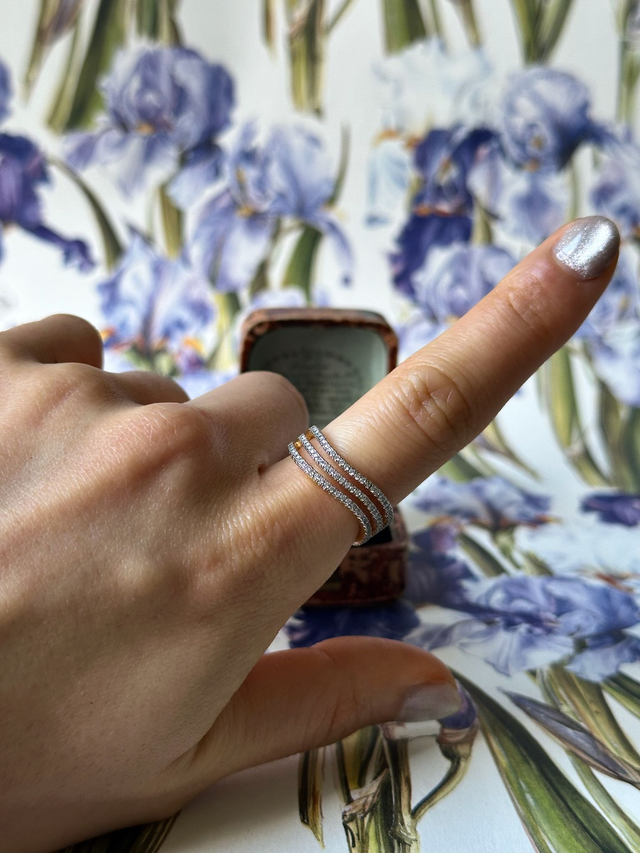 1980s diamante waves gold-plated ring