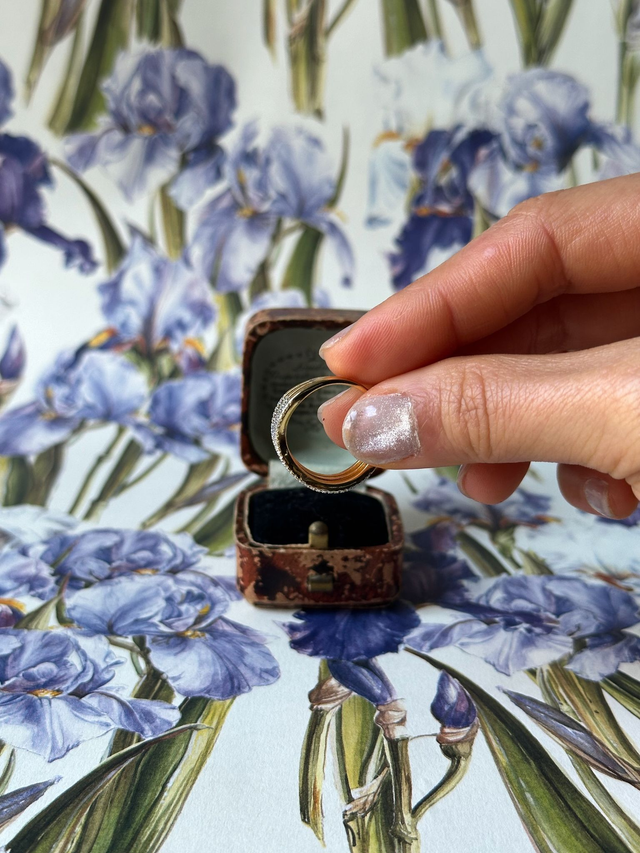 1980s diamante waves gold-plated ring