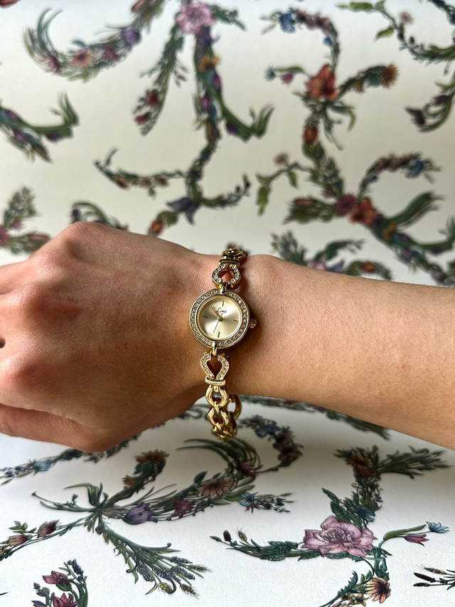 1980s Limit rhinestone gold-plated quartz watch