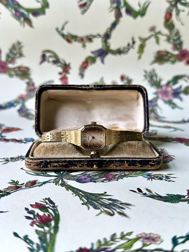 1980s Seiko gold-plated brown ombre mechanical watch