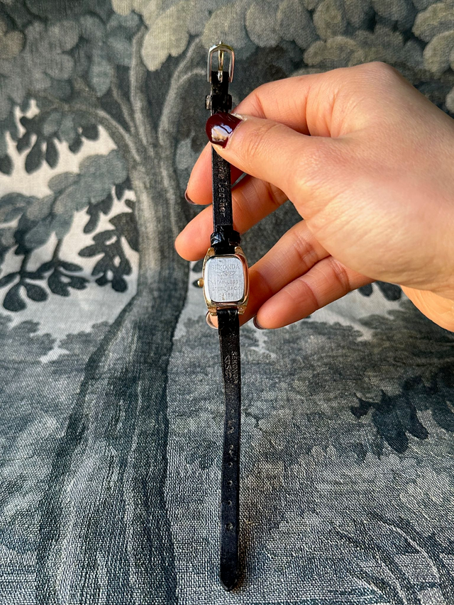 1980s Sekonda Black Croc Leather Quartz Watch