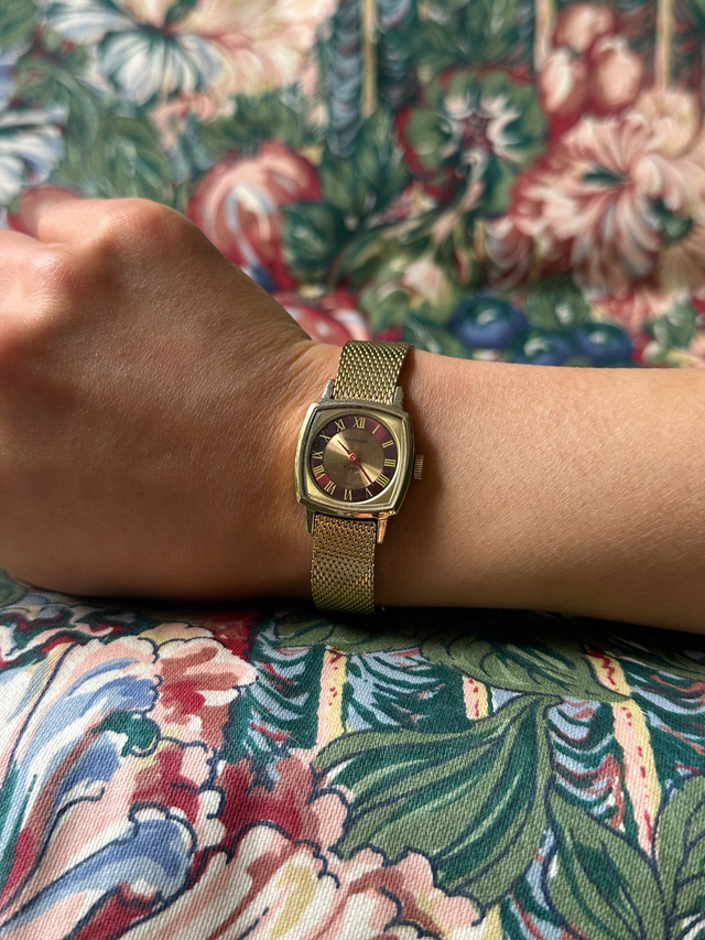 1980s Sekonda Red & Gold-Tone Mechanical Watch