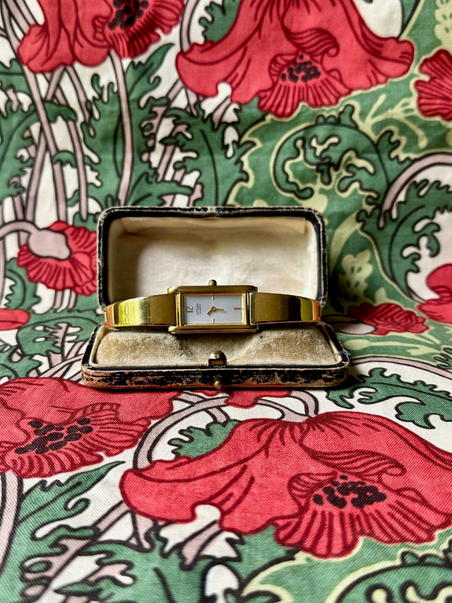 1990s Citizen gold-plated rectangle quartz watch