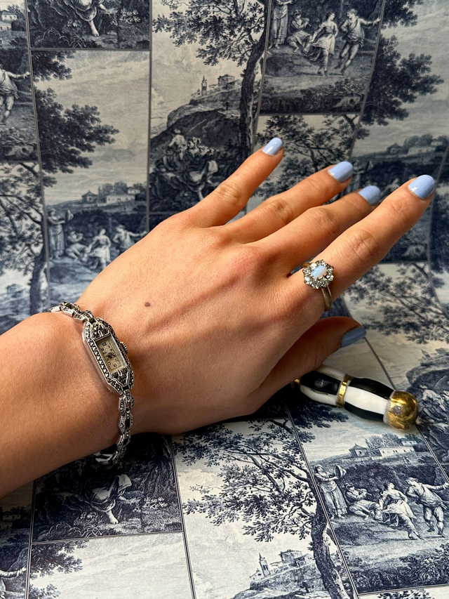 Antique Moonstone Flower Ring