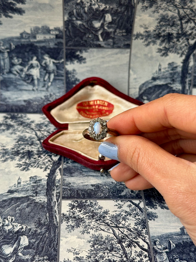 Antique Moonstone Flower Ring