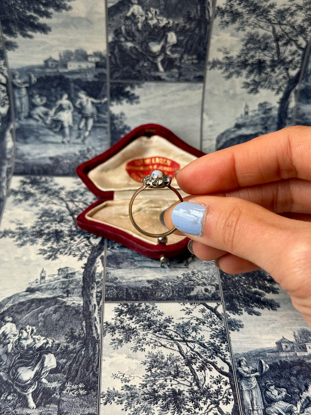 Antique Moonstone Flower Ring