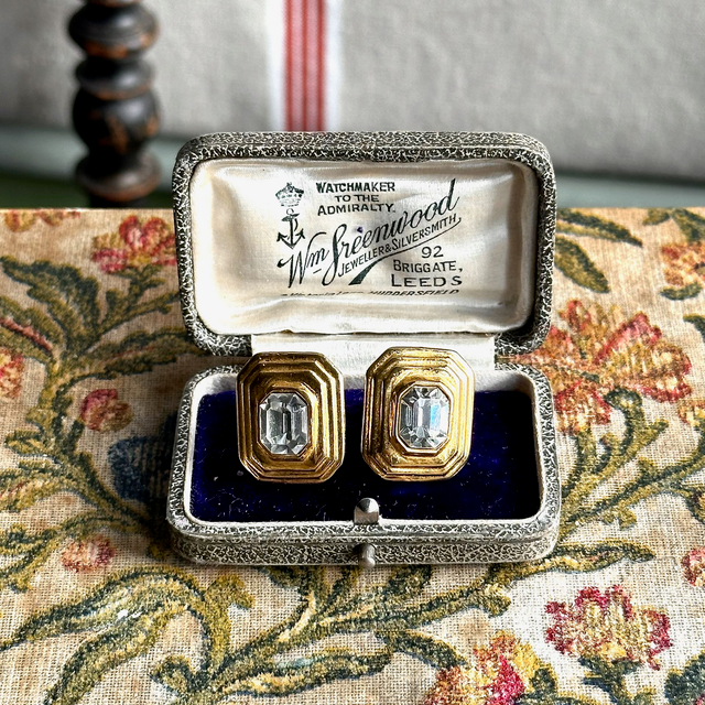 Vintage art deco style glass clip-on earrings