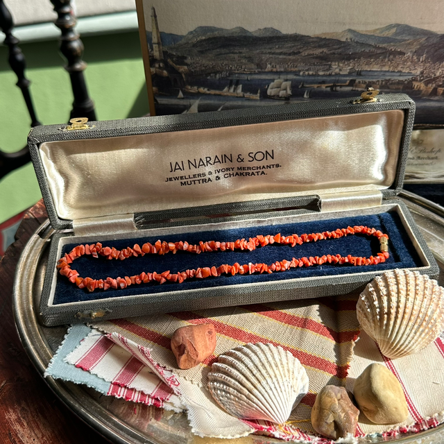Vintage coral slim necklace