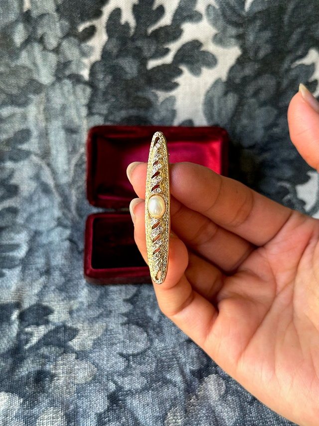 Vintage Embellished Baguette Brooch