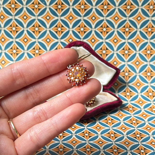 Vintage fire opal and citrine gold plated earrings