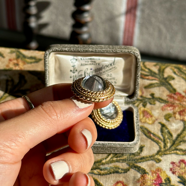 Vintage golden halo mirror dome clip-on earrings