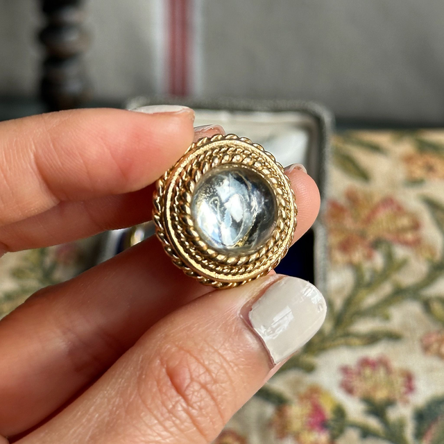 Vintage golden halo mirror dome clip-on earrings