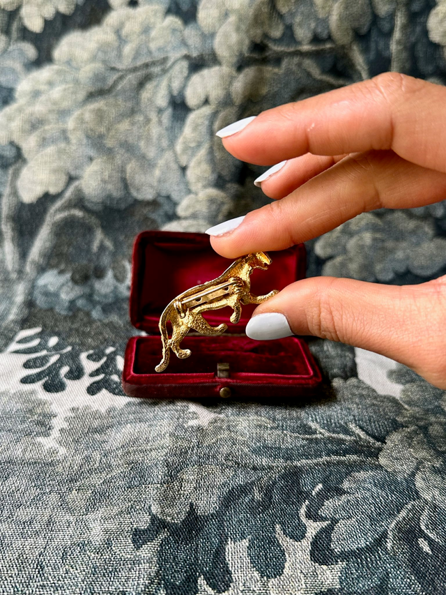 Vintage gold-plated tiger brooch