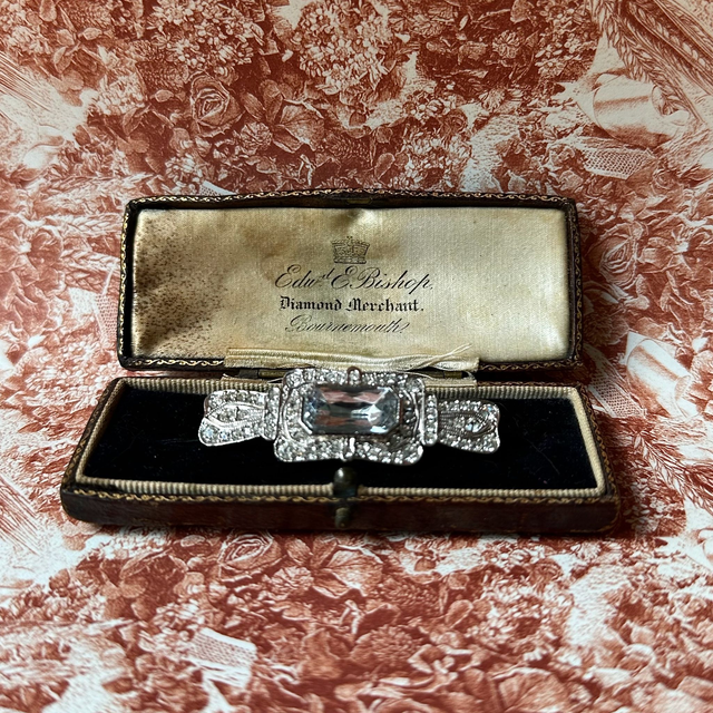 Vintage Laura Ashley rhinestone bow brooch