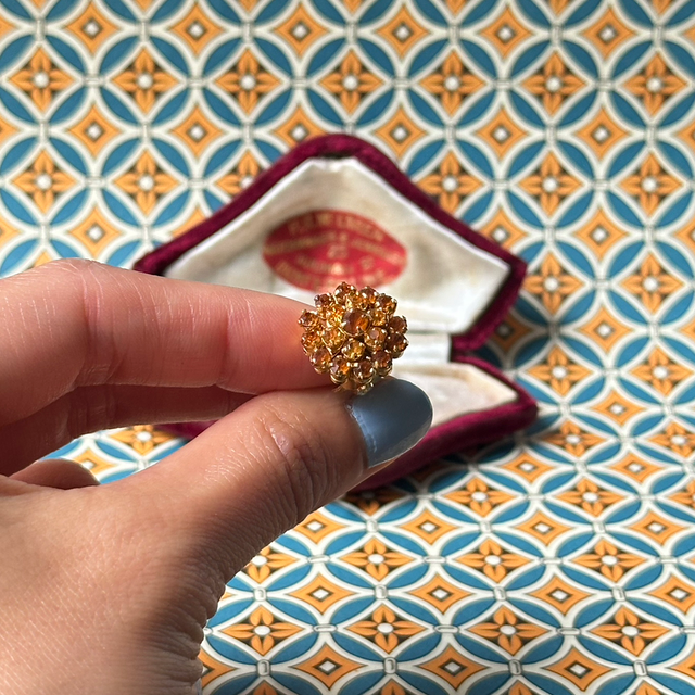 Vintage orange and yellow stone clip on earrings
