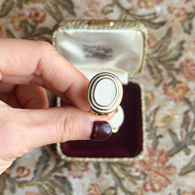 Vintage white enamel oval clip-on earrings