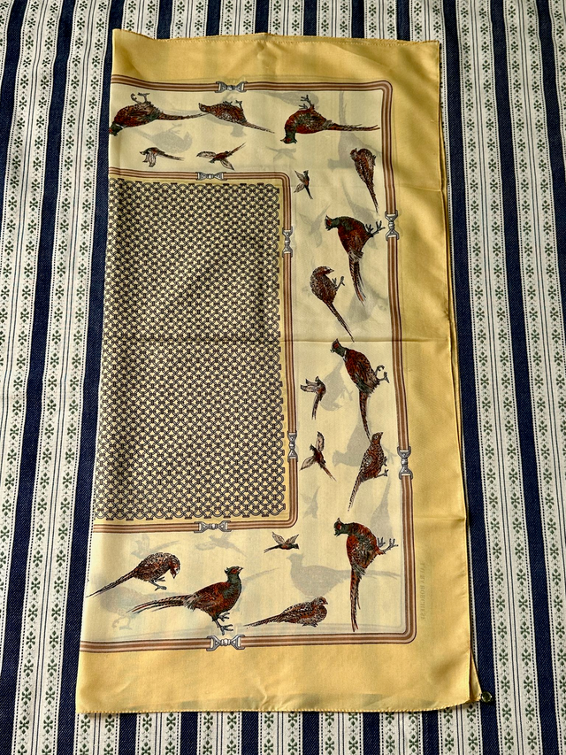 Vintage Yellow Pheasants Italian Scarf