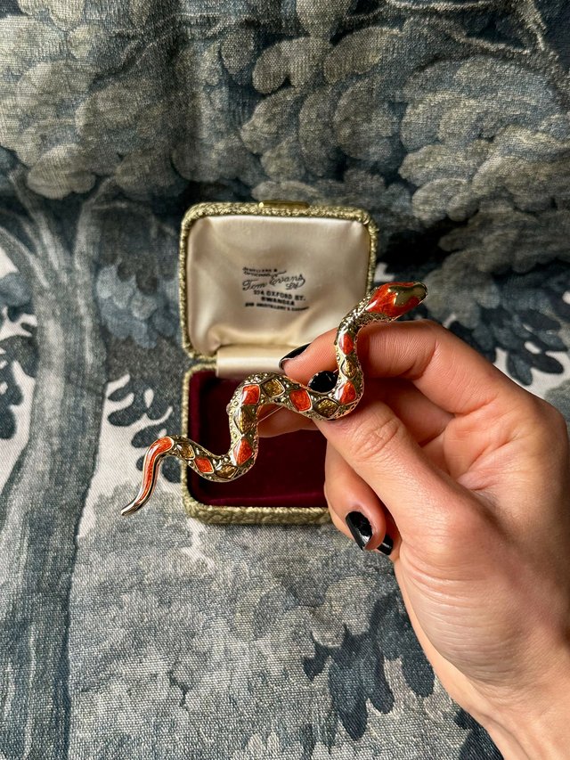 Vintage patterned snake brooch