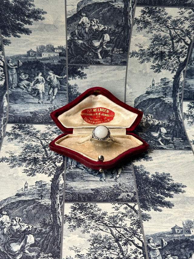 Vintage Milky Dome Sterling Silver Ring