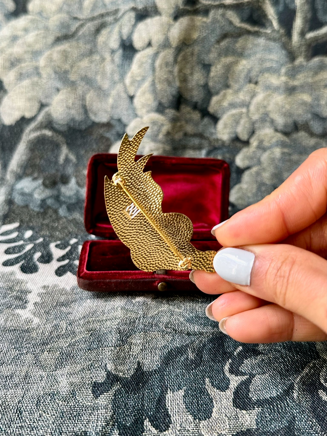 Vintage lily enamel brooch