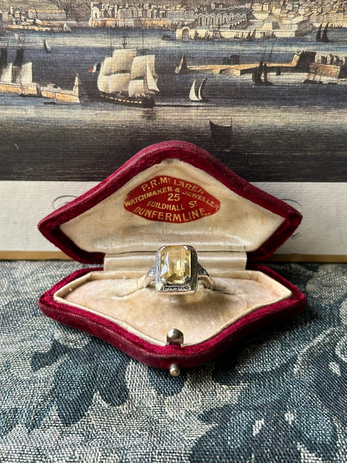 1920s sterling silver chunky citrine ring
