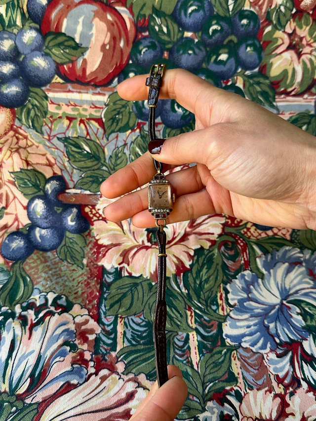 1940s Mondia red stone cordette mechanical watch