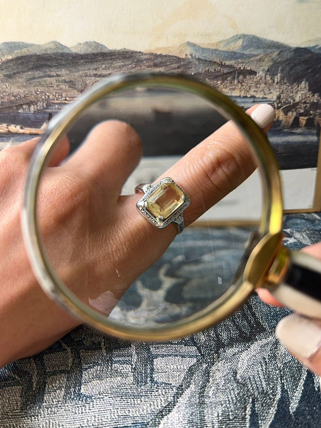 1920s sterling silver chunky citrine ring